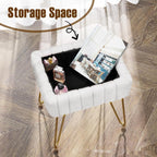 Dresser Square White Small Size Makeup Stool
