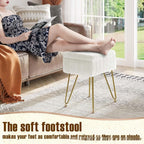 Dresser Square White Small Size Makeup Stool